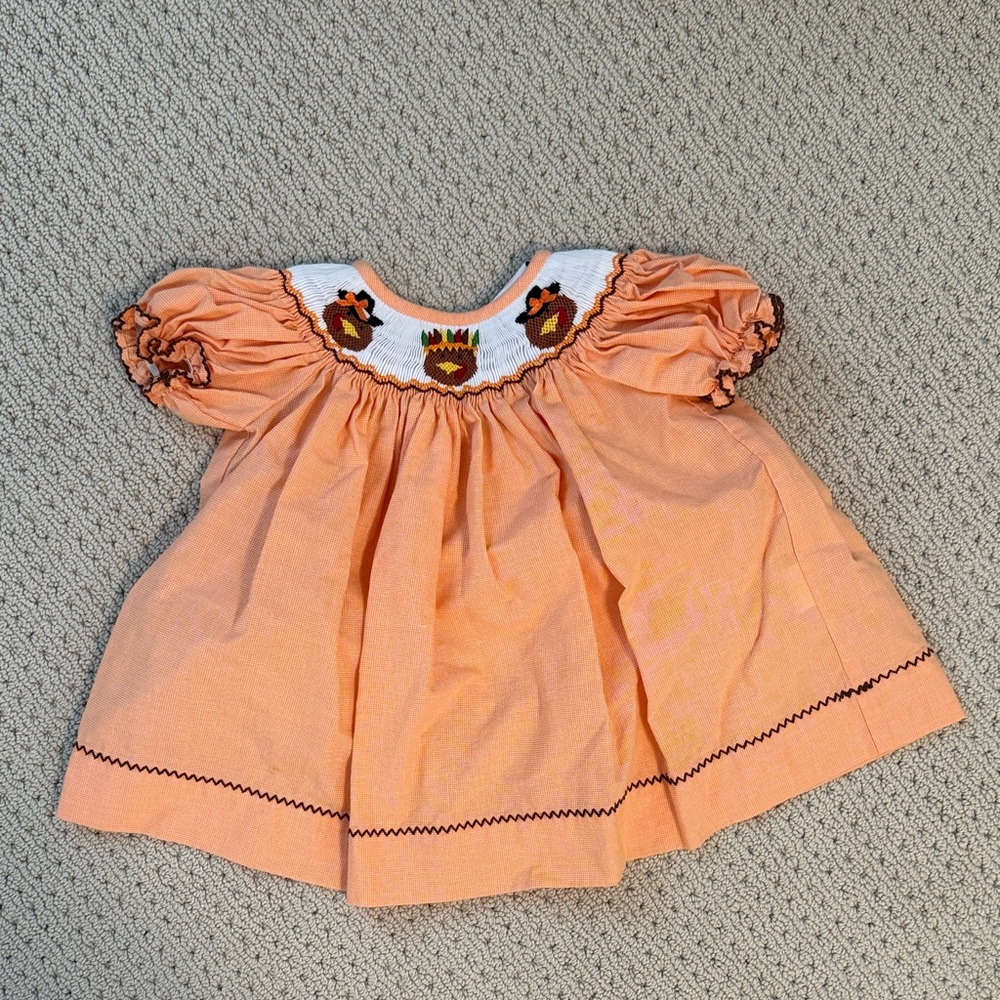 Southern Smocked Company turkey Baby Dress